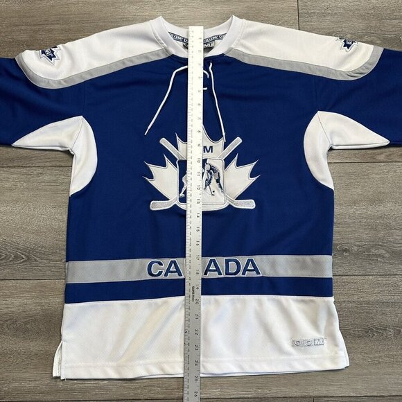 Vintage CCM Canada Hockey Jersey Youth Size XL Retro Blue White - Picture 9 of 9